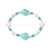 Synthetic Turquoise & Porcelain & Dyed Natural Howlite Beads Stretch Bracelets for Women BJEW-JB11793-03-2