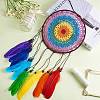 Indian Style Woven Net/Web with Feather Pendant Decoration HJEW-SZ0001-30-3