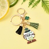St. Patrick's Day Alloy Enamel & Faux Suede Tassel & Wood Keychains KEYC-YW00199-04-1