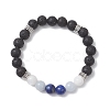 Natural Lava Rock & Rainbow Moonstone & Selenite & Lapis Lazuli Beaded Stretch Bracelets for Women BJEW-JB13083-2