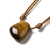 Natural Tiger Eye Triangle Pendant Necklace with Waxed Cord for Women NJEW-G093-01B-2