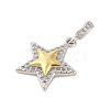 Rack Plating Brass Micro Pave Clear Cubic Zirconia Pendants KK-S380-37E-P-2
