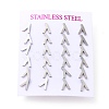 Tarnish Resistant 304 Stainless Steel Greek Alphabet Stud Earrings STAS-D007-07P-11-3