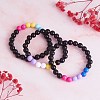 Acrylic Round Beaded Stretch Bracelet for Women BJEW-SW00066-03-2