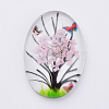 Inner Flower Glass Gabochons GGLA-S027-25x18-07-2