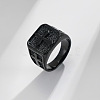 Square with Cross Pattern 304 Stainless Steel Finger Rings for Men FS-WGAC6B1-12-1