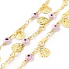 Glass Flat Round with Enamel Evil Eye Beaded Chains CHC-G017-23G-04-1