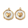 304 Stainless Steel Pave Natural Shell Pendants X-STAS-F319-02B-G02-1