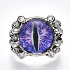 Adjustable Alloy Glass Finger Rings RJEW-T006-02C-2