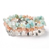 Chips Natural Rutilated Quartz & Flower Amazonite & Sunstone Beaded Stretch Bracelets Sets BJEW-JB05332-06-2