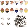 Transparent Resin & Walnut Wood Stud Earring Findings MAK-FH0001-11-1