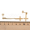 Christian Upside Down Cross 201 Stainless Steel Dangle Stud Earrings LS-EJEW-P314-01C-G-5