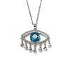 Cute Eye Brass Clear Cubic Zirconia Pendant Necklaces SU9142-1-3