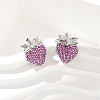 Strawberry Brass Micro Pave Cubic Zirconia Stud Earrings EJEW-M077-15P-4