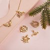 6 Pcs 6 Styles Brass Micro Pave Cubic Zirconia Charms KK-SZ0001-31G-6