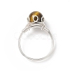 Natural Tiger Eye Braided Bead Finger Ring RJEW-TA00066-04-4