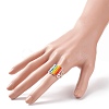 Glass Bead Braided Rectangle Open Cuff Ring RJEW-JR00489-6