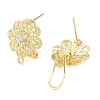 Flower Brass Micro Pave Cubic Zirconia Stud Earrings Finding KK-E083-17G-2
