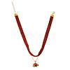 Alloy Resin Oval Pendant Single Face Dark Red Velvet Ribbon & Brass Chain Double Layered Choker Necklaces NJEW-TAC0038-2