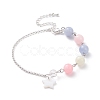 Natural White Jade(Dyed) Beaded Bracelet with 304 Stainless Steel Rolo Chains BJEW-JB08145-05-1