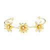 Alloy Flower Open Cuff Bangle for Women BJEW-D054-01G-2