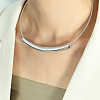 304 Stainless Steel Curved Tube Round Snake Chain Necklaces for Women FS-WG91F2E-01-1