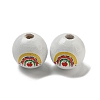 Printed Wood European Beads WOOD-L020-D06-1