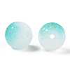 Frosted Baking Paint Crackle Glass Beads with Glitter Powder DGLA-T004-01G-2