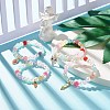 Candy Color Round Beaded Stretch Bracelet with Enamel Charm for Kid BJEW-JB07637-2