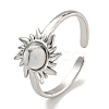 304 Stainless Steel Synthetic Turquoise Cuff Rings G-Z056-01P-05-1