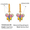 304 Stainless Steel Porcelain Butterfly Hoop Earrings ZL5376-1-1
