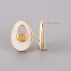 Brass Enamel Stud Earrings Findings KK-T062-129G-NF-3