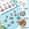 16Pcs 4 Styles Alloy with Synthetic Turquoise Zipper Pulls HJEW-TAC0098-5