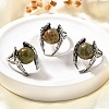 Natural Unakite Wings Adjustable Rings RJEW-K241-04AS-11-1