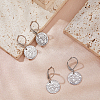 4 Pairs Brass Textured Flat Round Leverback Earrings EJEW-HS0001-22P-5