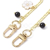 Flower & Star Alloy Enamel Charm Purse Chains with Natural Black Agate & Swivel Clasps AJEW-BA00116-01-2