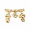 Rack Plating Brass Micro Pave Clear Cubic Zirconia Heart Connector Charms KK-G456-01G-01-1