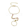 Brass Micro Pave Cubic Zirconia Mittens Bracelets BJEW-C156-01G-6