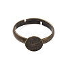 Adjustable Antique Bronze Brass Pad Finger Ring Bases X-EC541-NFAB-2