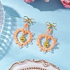 Glass Seed Beads Dangle Stud Earrings EJEW-MZ00396-02-1
