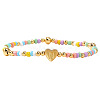 Summer Stainless Steel Heart Alphabet Colorful Glass Seed Beaded Stretch Bracelets for Women JV8929-40-1