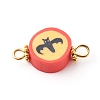 Halloween/Christmas Theme Flat Round Polymer Clay Links Connectors PALLOY-JF00713-2