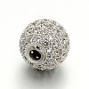 CZ Brass Micro Pave Cubic Zirconia Round Beads ZIRC-L017-03P-2