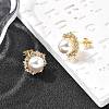Round Brass Micro Pave Clear Cubic Zirconia Stud Earrings EJEW-C154-07G-3