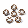 Donut with Flower Walnut Wood Stud Earrings with 316 Stainless Steel Pin for Women LS-X-EJEW-N017-007-1