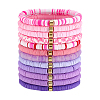 12Pcs 12 Color Polymer Clay Heishi Bead Stretch Bracelets Set with Plastic Beaded BJEW-PH01904-1