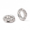 Brass Micro Pave Cubic Zirconia Rondelle European Beads KK-F835-22P-2