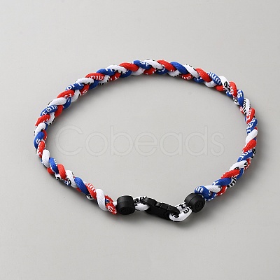 Blue Red White Braided Polyester Cord Baseball Sport Choker Necklaces NJEW-WH0036-004-1