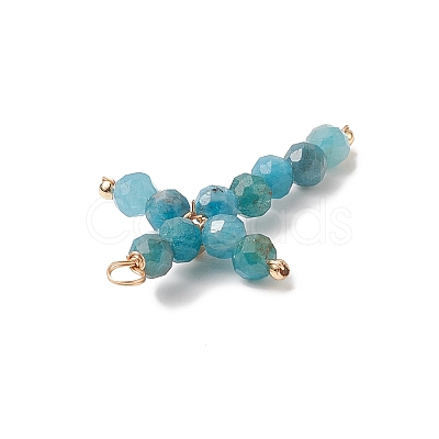 Natural Apatite Faceted Round Copper Wire Wrapped Pendants PALLOY-JF02011-06-1