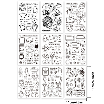 Globleland 9 sheets 9 style PVC Plastic Stamps DIY-GL0002-89-1